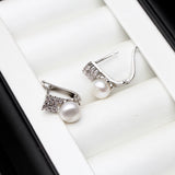 Freshwater Pearl Earrings, 925 Sterling Silver Clip-On Jewelry