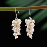 Freshwater Pearl Earrings 925 Sterling Silver Drop Dangle white/pink/mixed