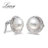 Freshwater Pearl Earrings 925 Silver Jewelry Drop