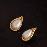 Freshwater Pearl Earrings for Woman Sea Shell Fishtail Ear Stud Earrings