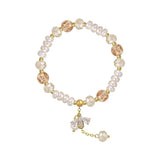 Freshwater Pearl Glass Crystal Bracelet Small Bee Jewelry for Women