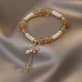 Freshwater Pearl Glass Crystal Bracelet Small Bee Jewelry for Women