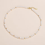 Freshwater Pearl&Gold Bead Necklace 925 Silver 18K Plated Chain For Women