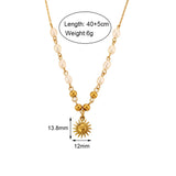 Freshwater Pearl Beads Chain Stainless Steel Necklace Optimistic Sun Pendant Nec