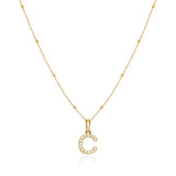 Freshwater Pearl Initial Sphere Necklace Alphabet Letter Pendants For Women