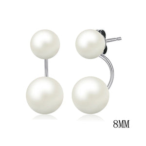 Freshwater Pearl Jackets Stud Earrings 925 Sterling Silver For Women
