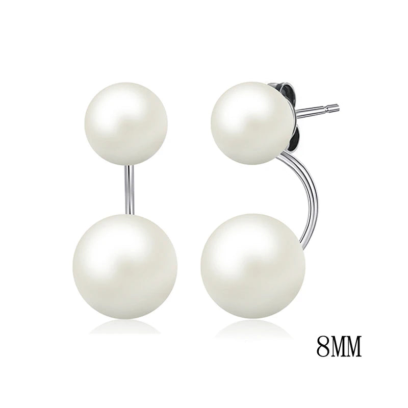 Freshwater Pearl Jackets Stud Earrings 925 Sterling Silver For Women