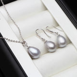 Freshwater Pearl Jewelry Set Silver 925 Earrings Pendant