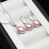 Freshwater Pearl Jewelry Set Silver 925 Earrings Pendant