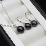 Freshwater Pearl Jewelry Set Silver 925 Earrings Pendant