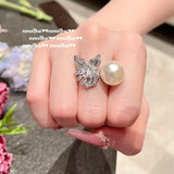 Freshwater Pearl Jewelry Set 925 Silver Zircon Flower Wedding Set