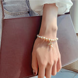 Freshwater Pearl Micro Inlaid Zircon Fishtail Bracelet for Women