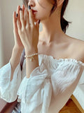 Freshwater Pearl Micro Inlaid Zircon Fishtail Bracelet for Women