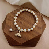 Freshwater Pearl Micro Inlaid Zircon Fishtail Bracelet for Women