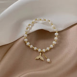 Freshwater Pearl Micro Inlaid Zircon Fishtail Bracelet for Women