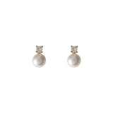 Freshwater Pearl Zircon 925 Silver Earrings Studs