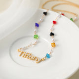 Freshwater Pearl Name Pendant With Birthstone & Cuban Chain Necklace