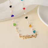 Freshwater Pearl Name Pendant With Birthstone & Cuban Chain Necklace