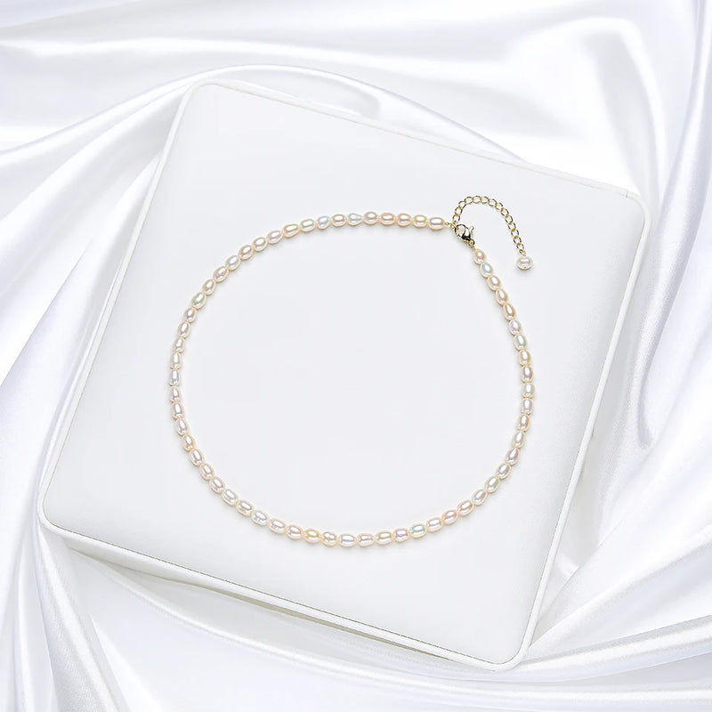 Freshwater Pearl Necklace Women Adjustable Choker Bead Necklace Chain