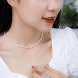Freshwater Pearl Necklace Women Adjustable Choker Bead Necklace Chain