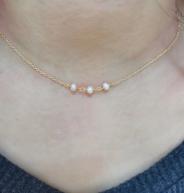 Freshwater Pearl Necklace Choker 14K Filled Pendants Boho Collier Femme