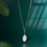 Baroque Pearl Necklace 925 Sterling Silver Chain Freshwater Pendant Jewelry