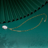 Baroque Pearl Necklace 925 Sterling Silver Chain Freshwater Pendant Jewelry