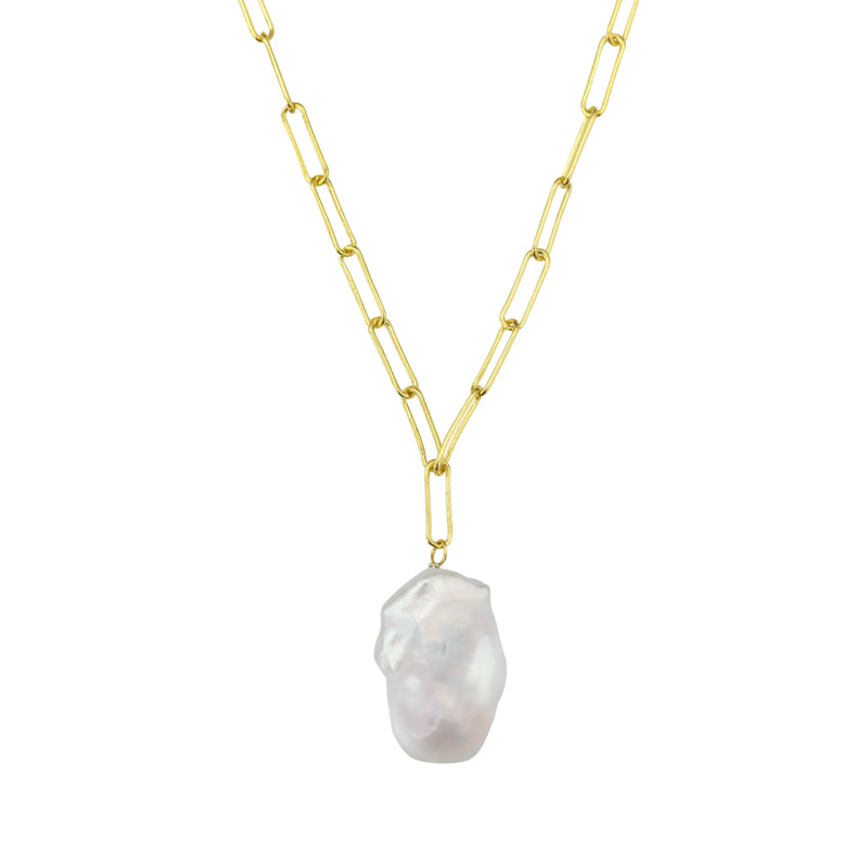 Baroque Pearl Necklace 925 Sterling Silver Chain Freshwater Pendant Jewelry