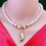 Freshwater Pearl Necklace Natural Pearl Inlaid Jade Pendant Phnom Penh