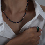 Freshwater Pearl Necklace Green Stone Beaded Chain Gothic Jewelry