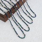 Freshwater Pearl Necklace Green Stone Beaded Chain Gothic Jewelry