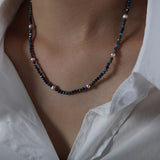 Freshwater Pearl Necklace Green Stone Beaded Chain Gothic Jewelry