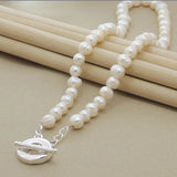 Freshwater Pearl Necklace 925 Silver Wedding Jewelry