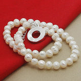 Freshwater Pearl Necklace 925 Silver Wedding Jewelry