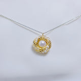 Freshwater Pearl Pendant Necklace Retro Style Round Ladies Clavicle Chain