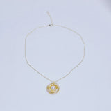 Freshwater Pearl Pendant Necklace Retro Style Round Ladies Clavicle Chain