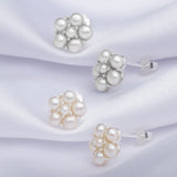 Freshwater Pearl Stud Earrings 925 Silver Flower Shape Button Pearl Earrings