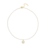Freshwater Pearl Shell CZ Letter A-Z Necklace Choker Women Gold-plated