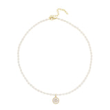 Freshwater Pearl Shell CZ Letter A-Z Necklace Choker Women Gold-plated