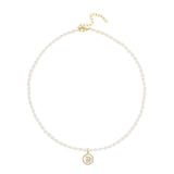 Freshwater Pearl Shell CZ Letter A-Z Necklace Choker Women Gold-plated