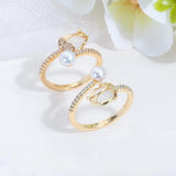 Freshwater Pearl Zircon Copper Ring for Women