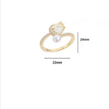 Freshwater Pearl Zircon Copper Ring for Women