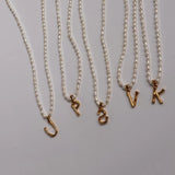 Freshwater Pearls Alphabet Initial Necklace Stainless Steel Boho Jewelry