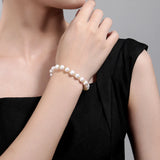 Freshwater Pearls Bracelet Bangle with Stainless Steel Beads