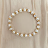 Freshwater Pearls Bracelet Bangle with Stainless Steel Beads