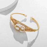 Freshwater Pearls Bracelet for Women Copper Cuff Bangle Jewelry