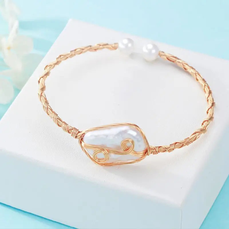 Freshwater Pearls Bracelet Adjustable Bangle Jewelry