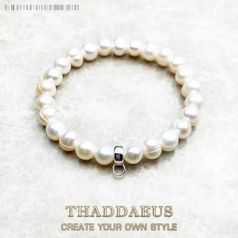 Freshwater Pearls Charm Bracelet in 925 Sterling Silver