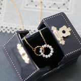 Freshwater Pearls Double Ring Pearl Pendant Necklace for Women