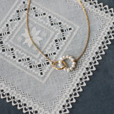 Freshwater Pearls Double Ring Pearl Pendant Necklace for Women